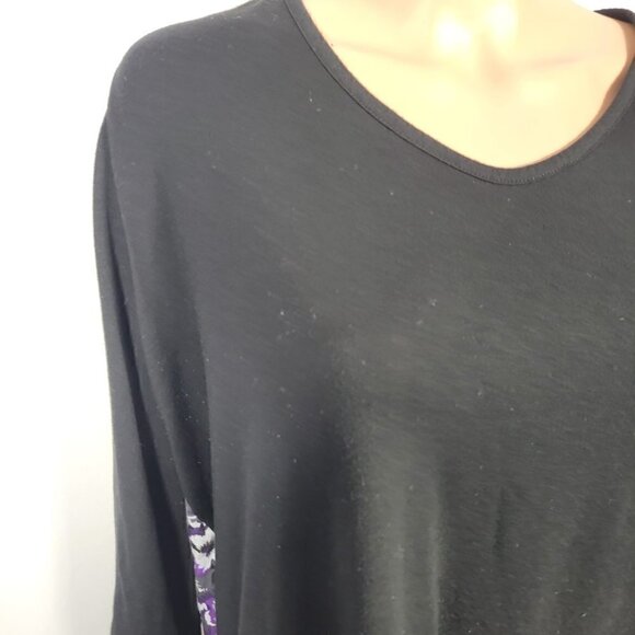 Lane Bryant Women's Black Long Sleeve Floral Purple/Grey Pattern Back Size 18/20 - Picture 3 of 9